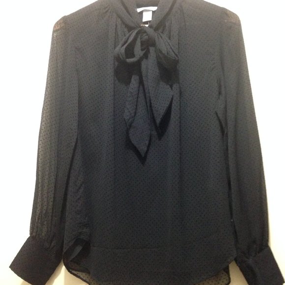 H&M Beautiful Loose Sheer Tie Front Blouse, 4, NWT - Picture 1 of 13